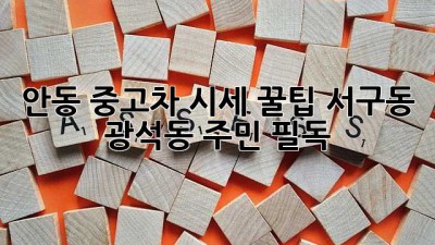 안동 중고차 시세 꿀팁🍯: 서구동, 광석동 주민 필독!